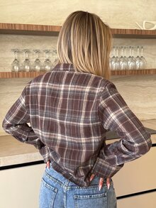 Mélanie ORL Women's Twisted Front Low Neck Plaid Top - Baby Blue - View 6