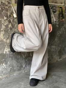 Dazy Kids Girls (Big) Casual Loose Straight Leg Cargo Basic Denim Pants, Autumn/Winter - Grey - View 5