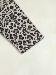 Lalippa Women's Leopard Print Distressed Design Asymmetric Neck Casual Grunge Street Everyday Top Grey Leopard Print Fall - Multicolor - View 5