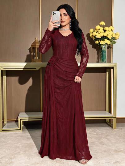 Modelyn فستان نسائي أنيق بتصميم ذيل سمكة شفاف وفضفاض للمقاسات الكبيرة