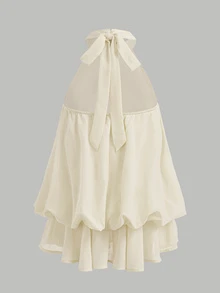 Firerie Kids Firerie Kids Tween Girl Apricot Halter Tie Mini Dress - Apricot - View 2