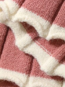 DAZY Infant/Toddler (Girl) Collared Long Sleeve Casual Sweater & Skirt 2 Pieces Set, Korean Style - Pink - View 12