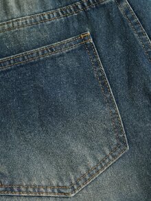 SHEIN ICON Plus Size Women Halloween Spider Web Rhinestone High Waist Wide Leg Jeans Fall Y2K 90s Blue Sparkly Loose Denim Pants Christmas Party Birthday Evening - Blue - View 4