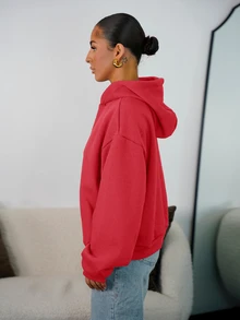 SAYEHFBABY Oversized Fleece Hooded Sweatshirt Graduation,Back To School,Graduation,Teacher For Women,Back To School Spring Vacation Casual Holiday Fall Autumn - Red - View 5