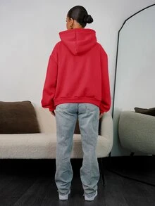 SAYEHFBABY Oversized Fleece Hooded Sweatshirt Graduation,Back To School,Graduation,Teacher For Women,Back To School Spring Vacation Casual Holiday Fall Autumn - Red - View 2