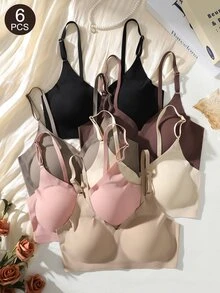 Barelissa Women's Multicolor Seamless Wireless V-Neck Bra Set, Soft Comfortable Push-Up Bralette, Everyday Lingerie For Commute & Daily Wear - Multicolor - View 7