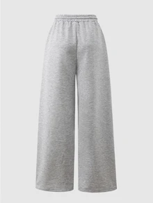 SHEIN Sparklyn Teen Girls Wide Leg Loose Fit Curved Leg Sweatpants Casual Junior Baggy Cute Fashionable All-Match Joggers Fall Minimalist Sports Work Beach Grey - Grey - View 3