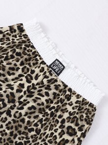 SHEIN Tween Girl) Casual All-Match Versatile Streetwear Daily Khaki Colorblock Patchwork Waistband Woven Label Loose Wide Leg Long Pants, Fall School - Multicolor - View 9