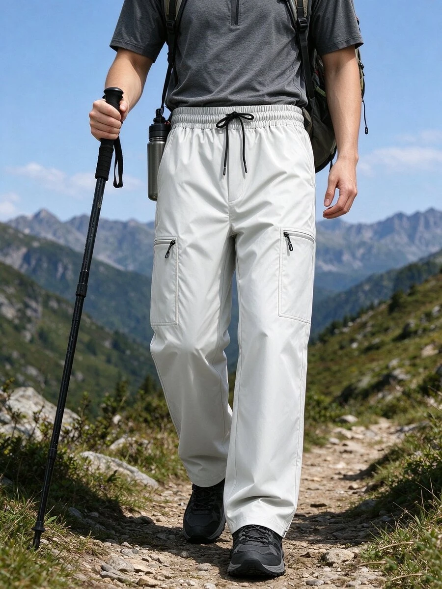 Sport MetroGents 男士抽繩腰休閒工裝運動長褲,健身房適用 - 灰色 - 查看 1