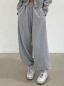 DAZY Women's Drawstring Waist Cuffed Loose Casual Sweatpants - Grey - View 6