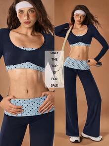VARSIVA Women's Polka Dot 2 In 1 Patchwork Casual Daily Sports Bra - Multicolor - View 12