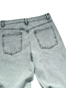 RivetRise Men's American Casual Gentleman Micro-Flare Design Washed Gray Denim Jeans - Grey - View 4