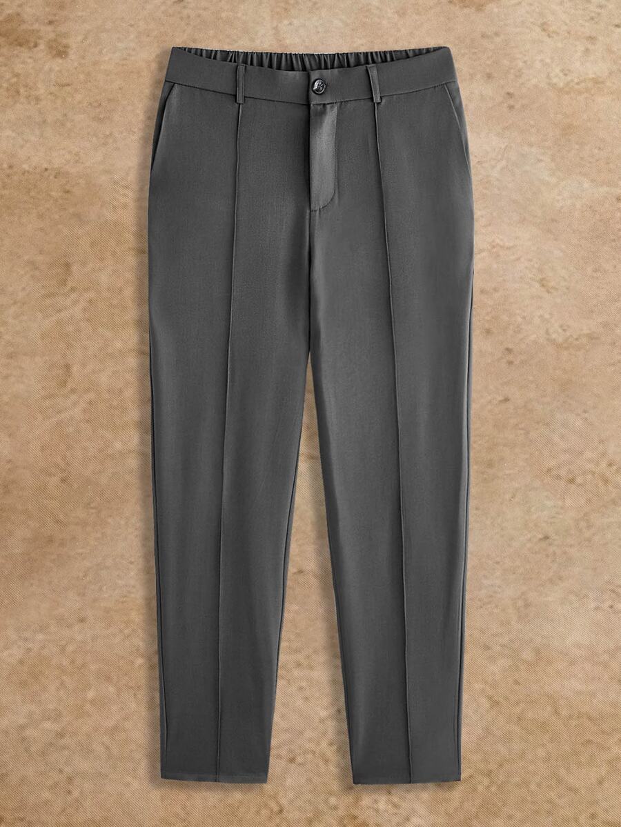 HIMLAND Men's Solid Color Casual Versatile Daily Wear Long Pants - Grey - View 1