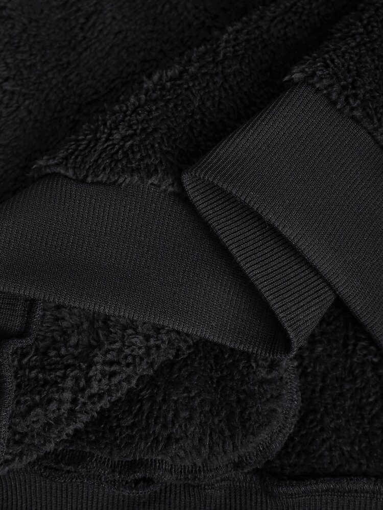 Manfinity Homme Men's Autumn-Winter Hooded Sweatshirt Made Of Coral Fleece Fabric, Y2K Christmas Gift - Black - View 6