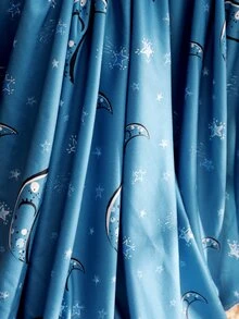 SHEIN Stretch Newborn Photography Wrap Hat Set LOVE YOU TO THE MOON AND BACK Moon Pattern Printed New Born Baby Boy Swaddling Blanket For Photo Shooting - Royal Blue - View 5