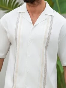 VENTUSAIL Men's Short Sleeve Single-Breasted Shirt And Pants Casual Suit, Holiday - Multicolor - View 5