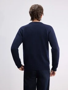 Manfinity CasualKnits 秋冬款門敲花紋設計鈕扣開襟針織外套，適合外出、正式辦公室工作晚餐、派對與休閒場合 - 彩色 - 查看 3