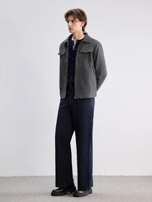 Manfinity CasualKnits 秋冬款門敲花紋設計鈕扣開襟針織外套，適合外出、正式辦公室工作晚餐、派對與休閒場合 - 彩色 - 查看 6