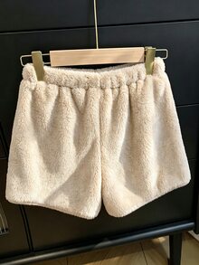 GlowEve CURVE Plus Size Autumn/Winter Lambswool Fashion Elegant Casual Home Shorts - Apricot - View 2