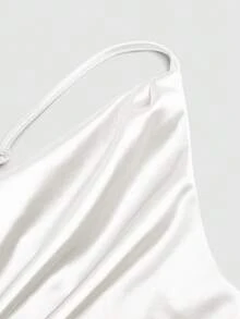 SHEIN 女士优雅日常2026春夏深V领缎面宽松亮面奢华吊带衫 - 白色 - 查看 4
