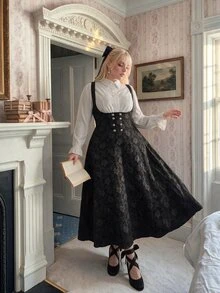 Lyrianda Plus Size Vintage Jacquard Button 2 In 1 Dress Fall - Multicolor - View 6