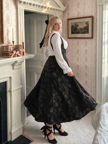 Lyrianda Plus Size Vintage Jacquard Button 2 In 1 Dress Fall - Multicolor - View 2