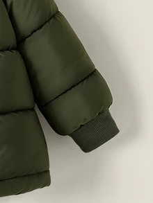 SHEIN 小男孩戶外街頭風紳士加厚填充外套，秋冬款 - 綠色 - 查看 6