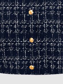 SHEIN Teen Girl Casual Minimalist Comfortable Round Neck Cardigan & Skirt Set - Navy Blue - View 4