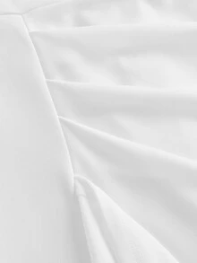 SHEIN Teen Girl's Solid Color Sleeveless Ruffle Lace Trim Snug Fit Dress Long Evening Dresses,Elegant And,Party,Date,Important Family Gathering - White - View 4