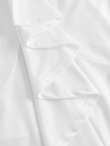 SHEIN Teen Girl's Solid Color Sleeveless Ruffle Lace Trim Snug Fit Dress Long Evening Dresses,Elegant And,Party,Date,Important Family Gathering - White - View 5