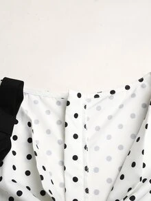 Teen Girl Casual Daily Versatile Comfortable Polka Dot Color Block Bow Decor Dress Teen Girl - White - View 6