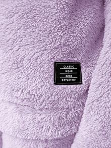 SHEIN Tween Girls 2pcs Set - Solid Color Fuzzy Hooded Loose Autumn Winter Top & Extra Long Pants, Casual - Mauve Purple - View 5