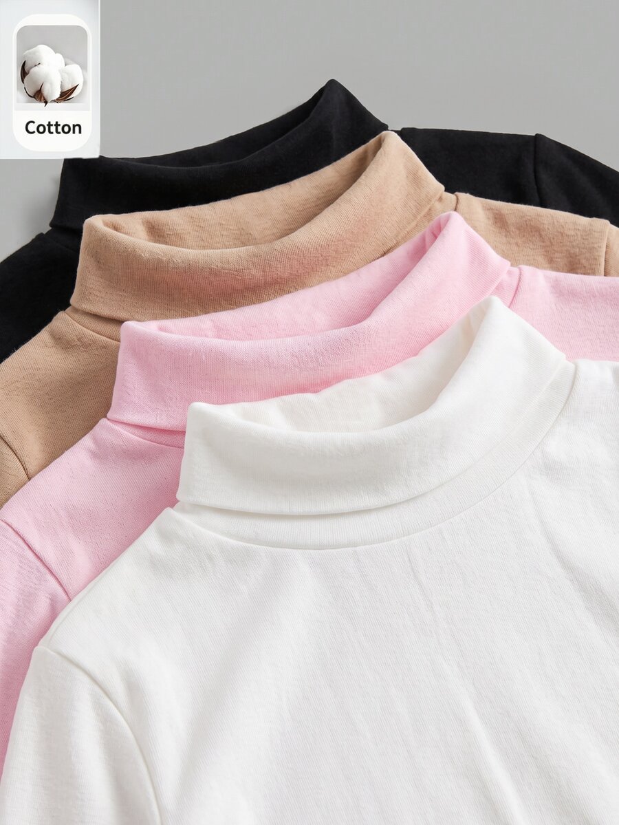 SHEIN Young Girl Young Girl Kids 4PCS Young Girls T-Winter Shirts Young Girl - Multicolor - View 1