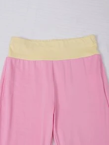 SHEIN TEEN Girls Autumn Outfits Pink Three Pieces Set Stand-Up Collar Jacket Tank Top Slightly Flared Pants School Athletic Pastel Off Campus Butter Yellow - Pink - View 8