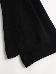 Sweetra Women's Sexy Black Lace Patchwork Asymmetric Shoulder Fitted Casual Versatile Daily Commute Date Outfit Autumn/Winter Sweater - Black - View 6