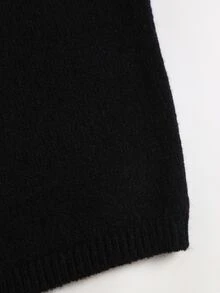 Sweetra Women's Sexy Black Lace Patchwork Asymmetric Shoulder Fitted Casual Versatile Daily Commute Date Outfit Autumn/Winter Sweater - Black - View 4