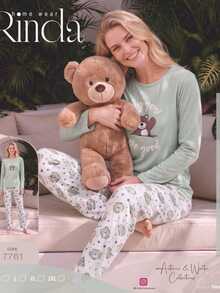Uzun  Kol Pijama Takımı - Green - View 3