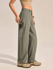 Exploreva Exploreva Women's Solid Color Pocket Hiking Pants, Sporty Casual - Green - View 7