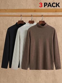 SHEIN 青少年女孩秋冬休閒童裝高領保暖內裡T恤3件套 - 彩色 - 查看 5