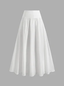 SHEIN Teen Girl Teen Girls Woven White Loose Casual Long Skirt - White - View 6