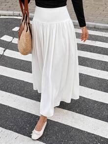 SHEIN Teen Girl Teen Girls Woven White Loose Casual Long Skirt - White - View 2