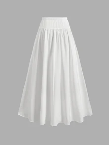SHEIN Teen Girl Teen Girls Woven White Loose Casual Long Skirt - White - View 7