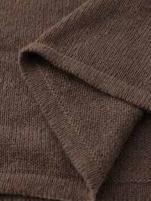 Auralis Women's High Neck Asymmetrical Shawl Knit 2 Pieces Set, Loose Batwing Sleeve Top And Skirt, Lazy Style, Fall/Winter, Thanksgiving, New Year - Brown - View 10