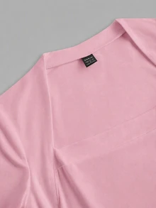 SHEIN EZwear 2件組女款純色天鵝領長袖休閒T恤 - 彩色 - 查看 7