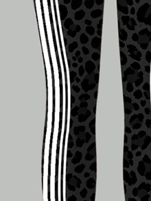 Tween Girls 2 Pcs Charcoal Leopard Print Crew Neck Sweatshirt & Leggings, White Side Stripe Outfit, Fall Sets Outfit - Multicolor - View 8