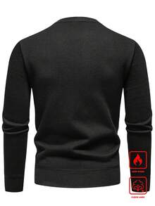 Manfinity CasualKnits 男士拼色休閒百搭日常穿著長袖針織衫 - 黑色 - 查看 2