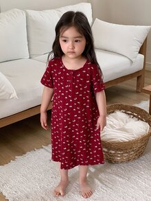 Dazy Kids Infant/Baby Girls' Floral Print Comfortable Loungewear Summer - Burgundy - View 5