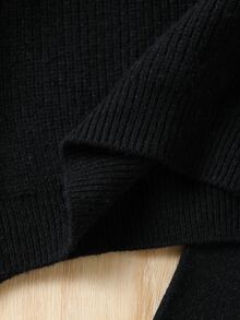 SHEIN Bộ áo dài tay và quần len phối màu cho thiếu nữ mùa đông - màu đen - Xem 5