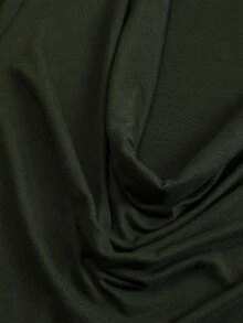 Linhara CURVE Plus Size Solid Knit 2 Pieces Loungewear Set, Draped Neck Top & Loose Harem Pants, Casual Home Wear Fall - Army Green - View 3