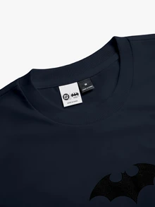 BATMAN X SHEIN STYNVO Men's Bat Print Crew Neck Short Sleeve Casual T-Shirt - Navy Blue - View 4